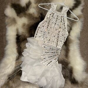 Halter Pearl sequin  Dress White